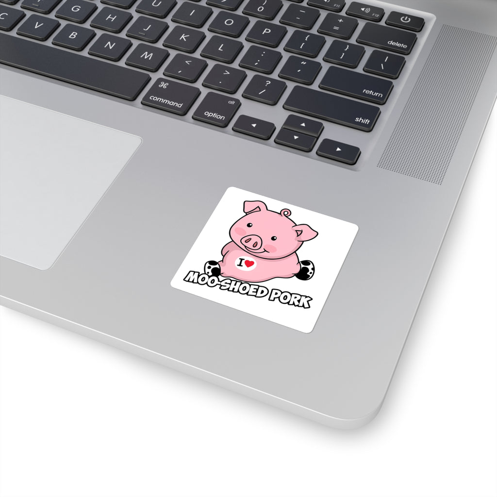Moo-Shoed Pork" Square Sticker — Funny Farm Animal Decal