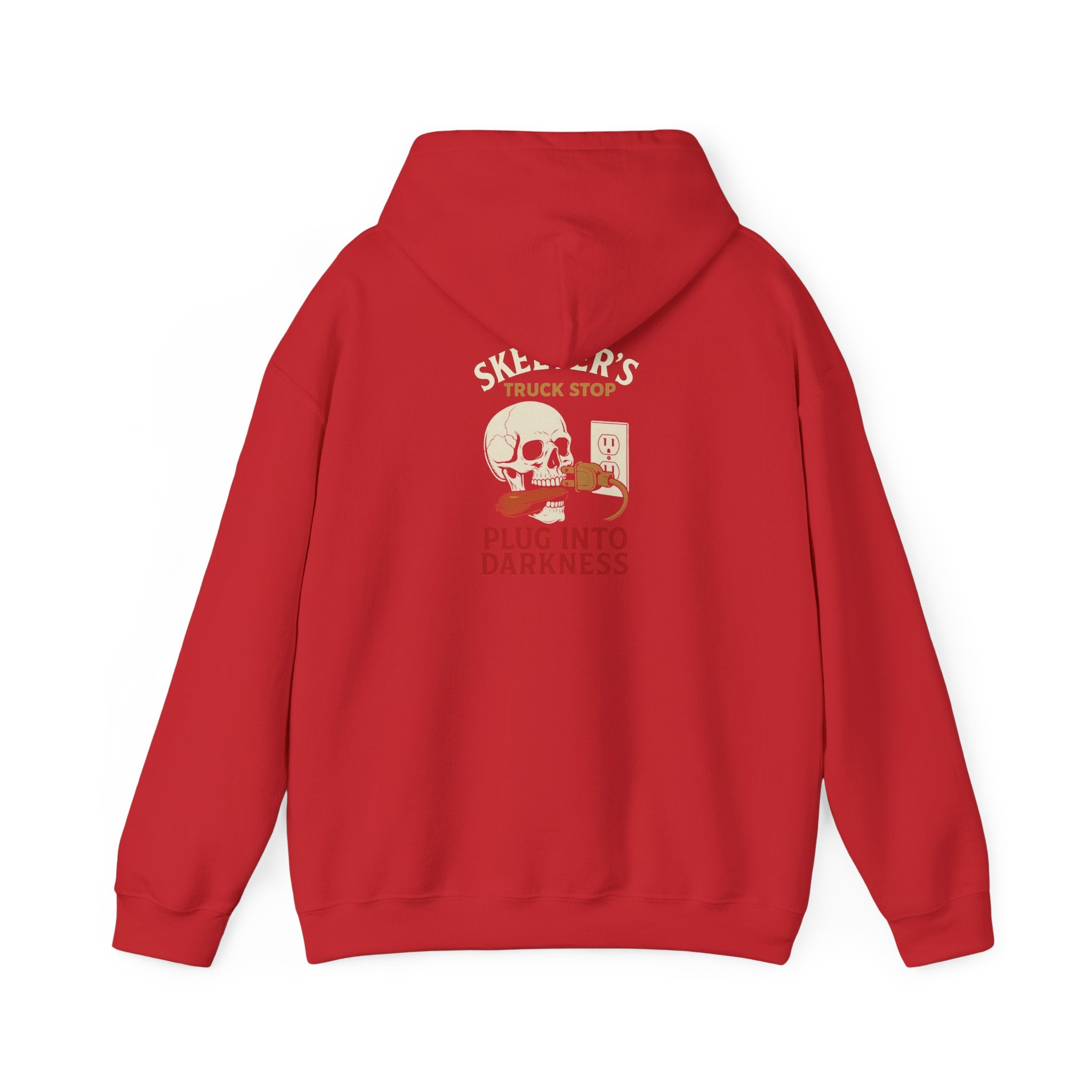 Skeeter’s “Plug Into Darkness” Unisex Hoodie – Power Out? So Am I.