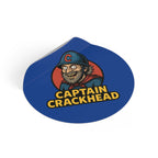 Captain Crackhead Round Vinyl Stickers - Quirky Character Design for Bumper, Laptop, and More