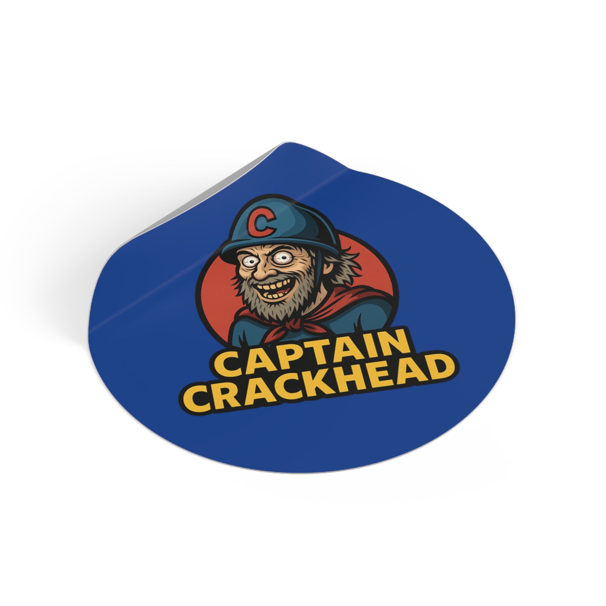 Captain Crackhead Round Vinyl Stickers - Quirky Character Design for Bumper, Laptop, and More